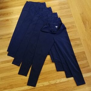6 Pairs Lands' End Girls Tough Cotton Leggings Navy 14-16 (XL)